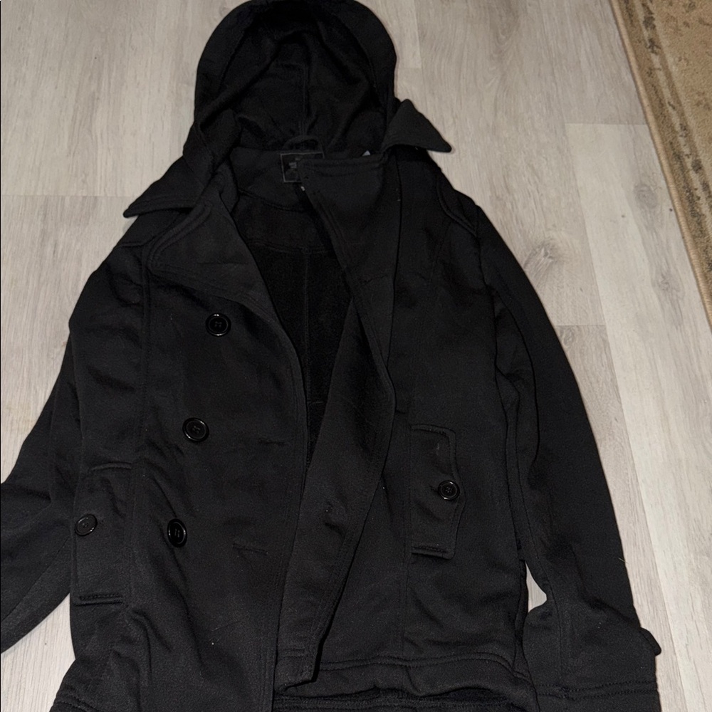 Women’s Black Hooded Peacoat